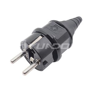 Schuko Connector Angle Contact 3 Pieces, Power Connector Angle Contact 230V  Flat, Protective Contact with Kink Protection Type, Euro Plug for 8-10mm